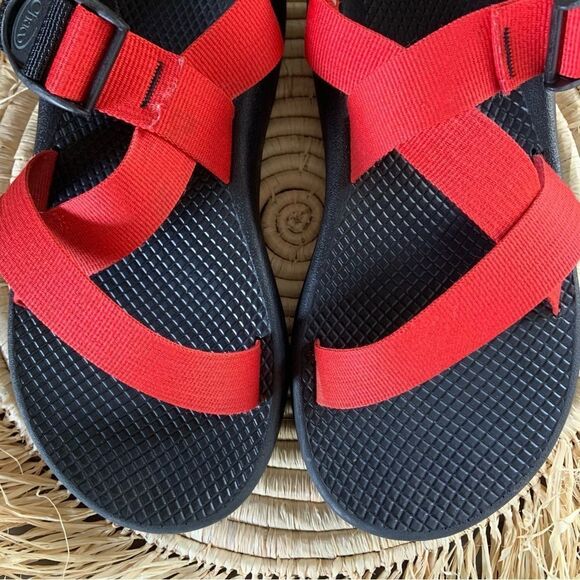 CHACO Men’s Custom Z/1 Sandals Red Black Size 7 - Picture 3 of 12